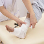 A person with a cast on their leg