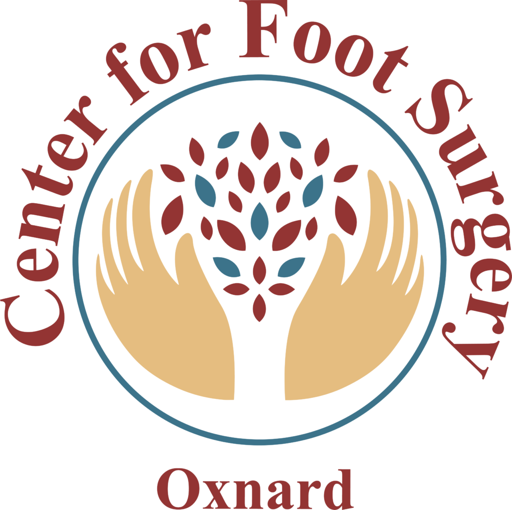 A logo for the center for foot surgery.