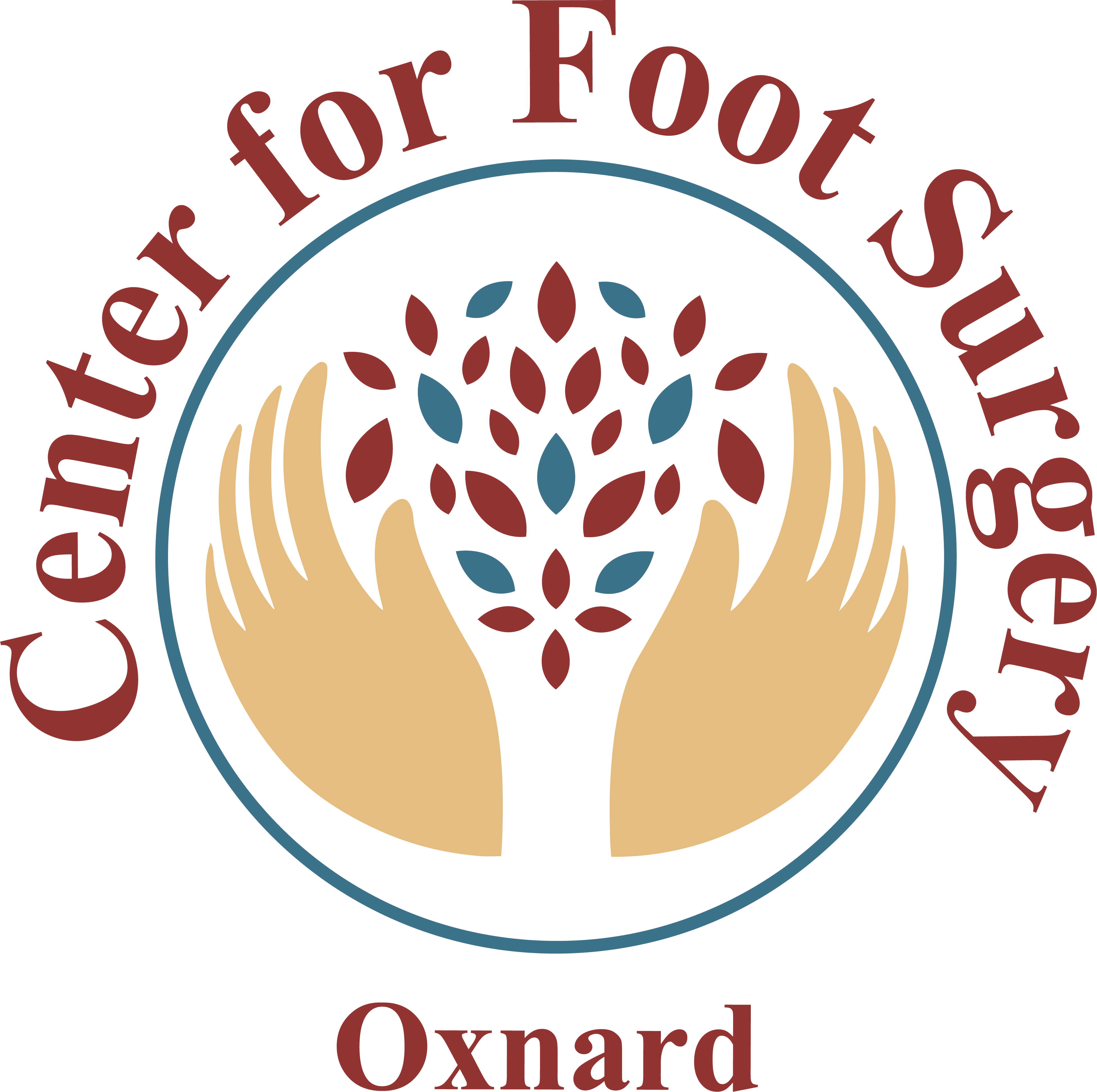 A logo for the center for foot surgery.